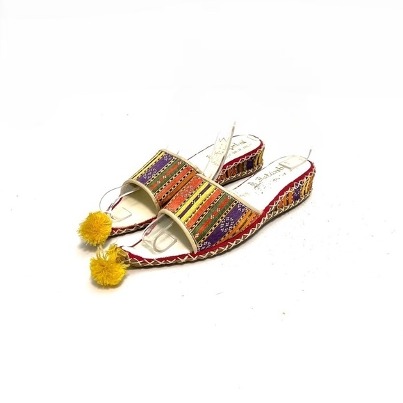 Vintage 1970s fabric pointed toe tassel Ottoman Turkish slippers - Picture 6 of 8